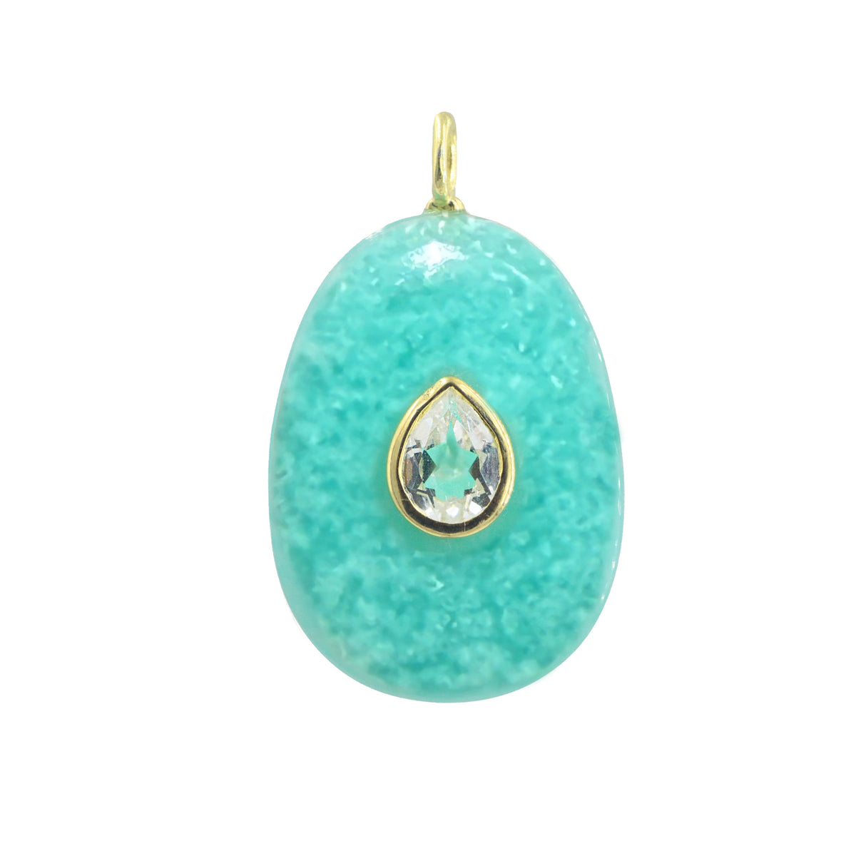 Amazonite Gemstone Pendant With Topaz Large Pear