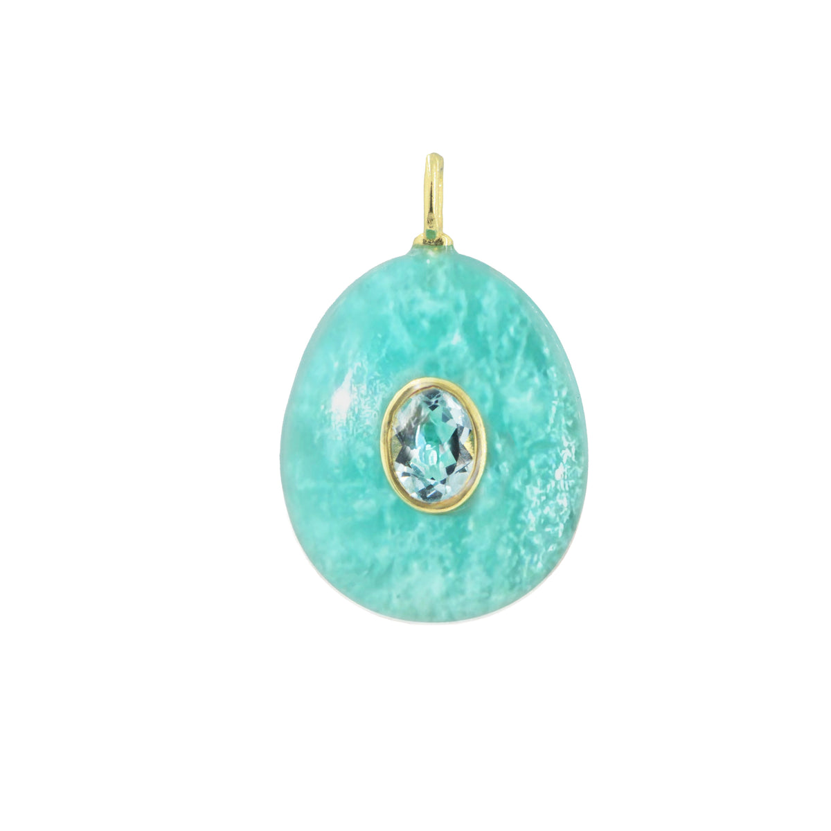 Amazonite Gemstone Pendant With Topaz Medium Pear
