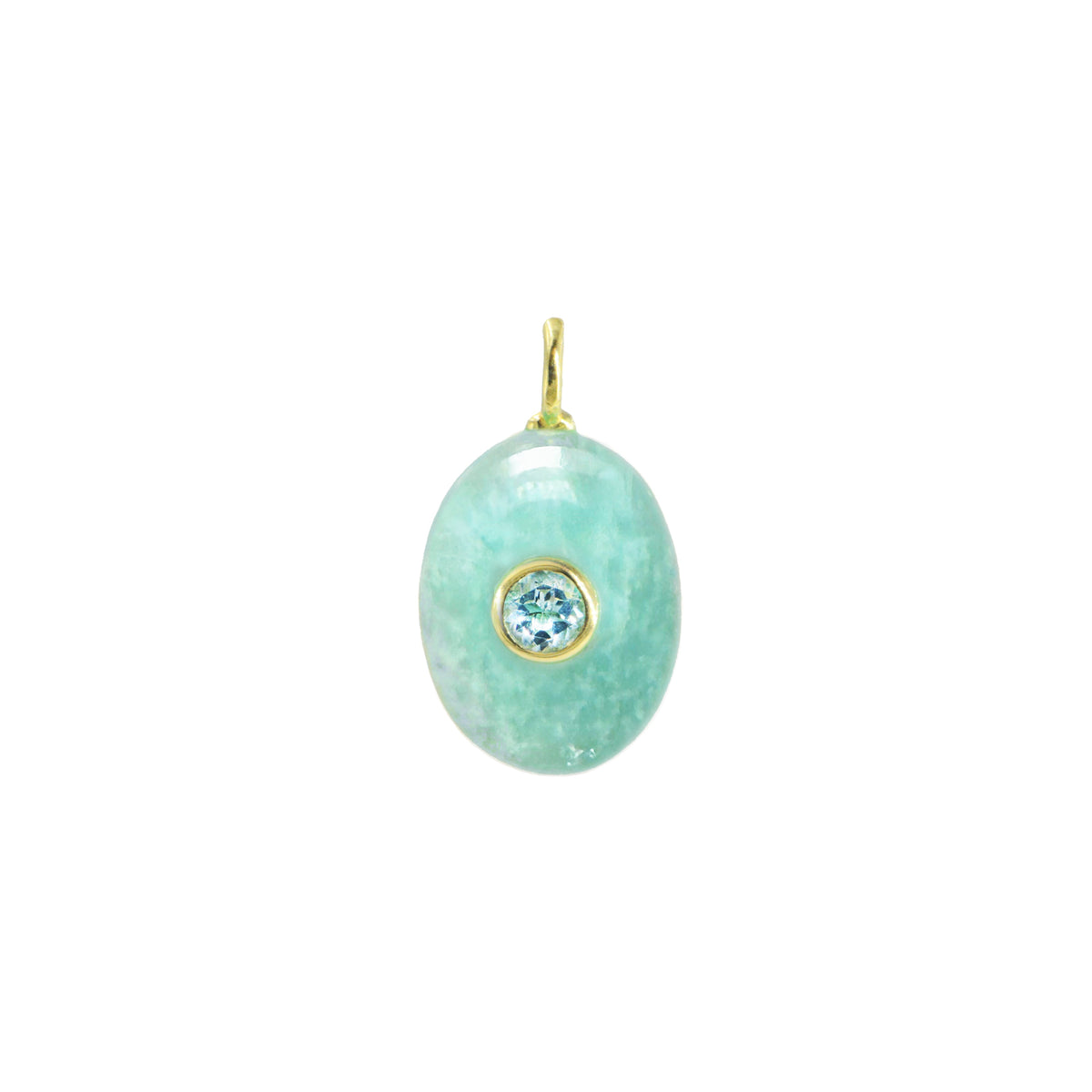 Amazonite Gemstone Pendant With Topaz Small Oval
