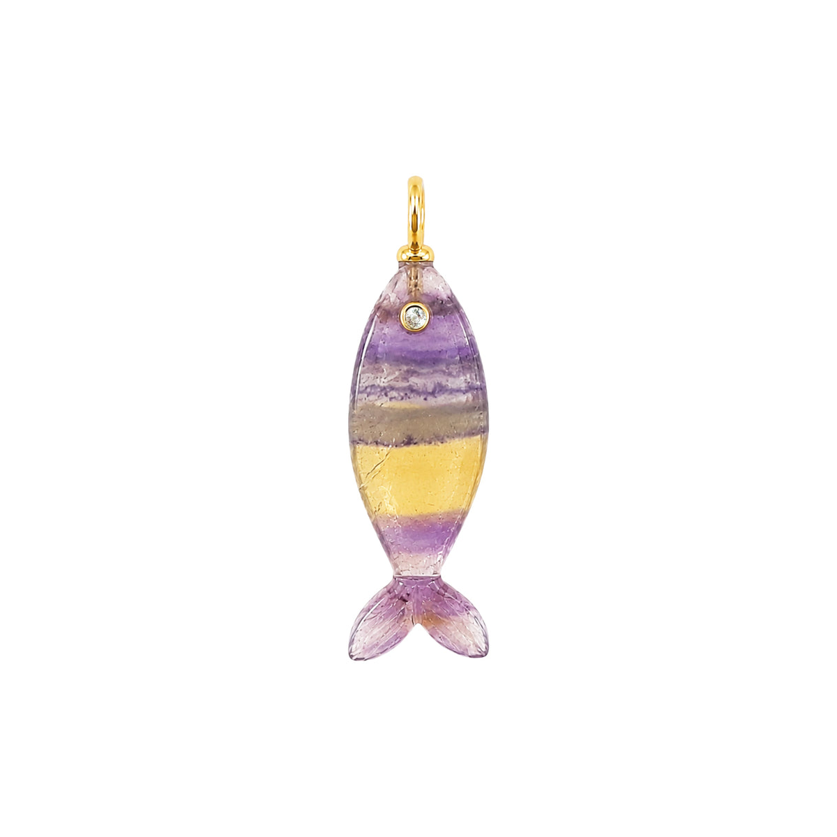 Mini Fish Gemstone Pendant With Topaz Ametrine citrine and amethyst