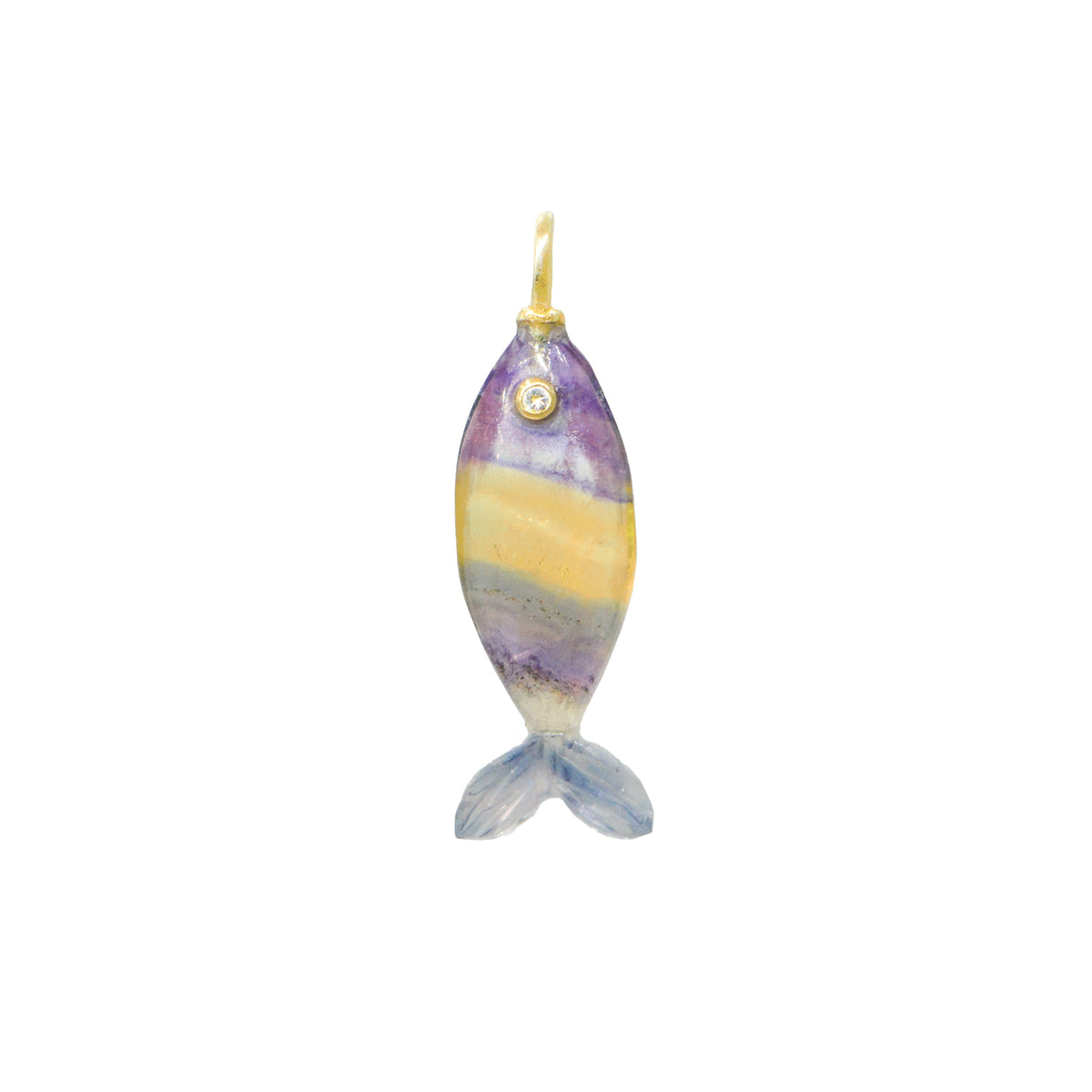Mini Fish Gemstone Pendant With Topaz