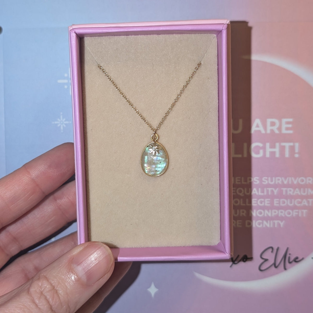 Sunset Tourmaline Necklace with Diamond Star Charm