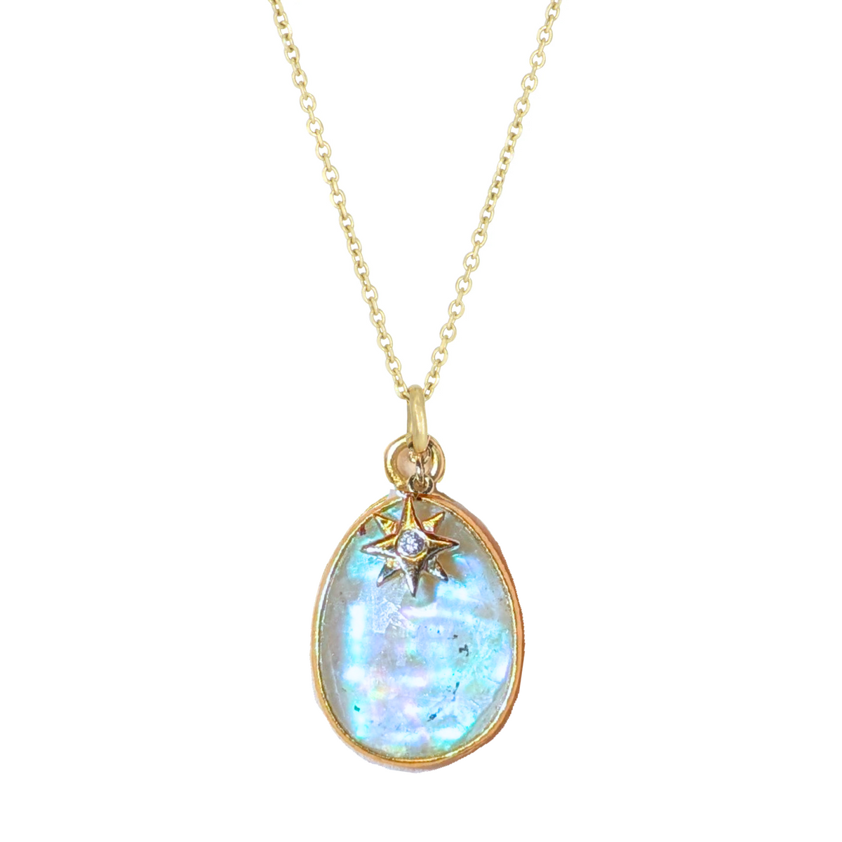 Sunset Tourmaline Necklace with Diamond Star Charm