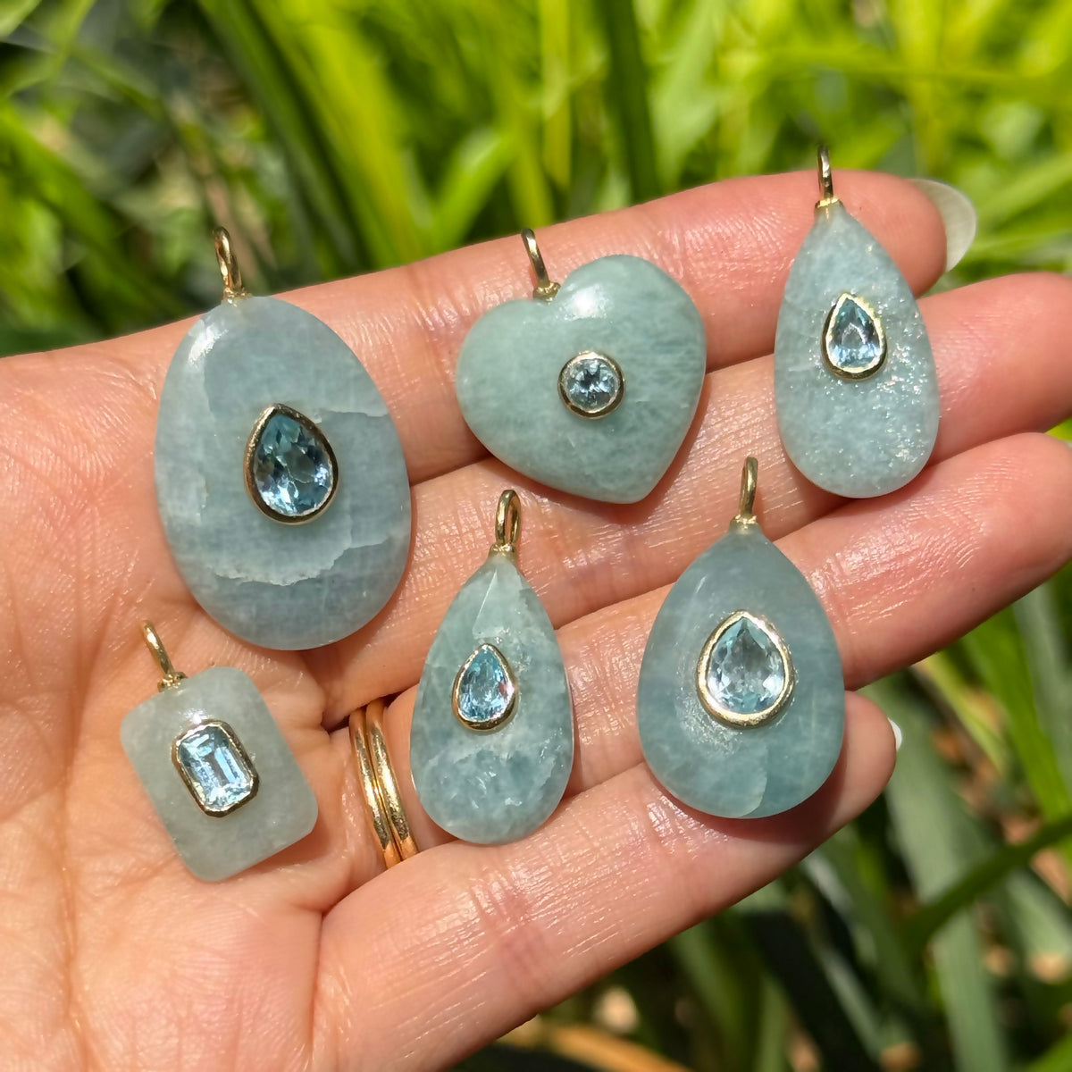 Aquamarine Pendant and Raya Gemstone Necklace