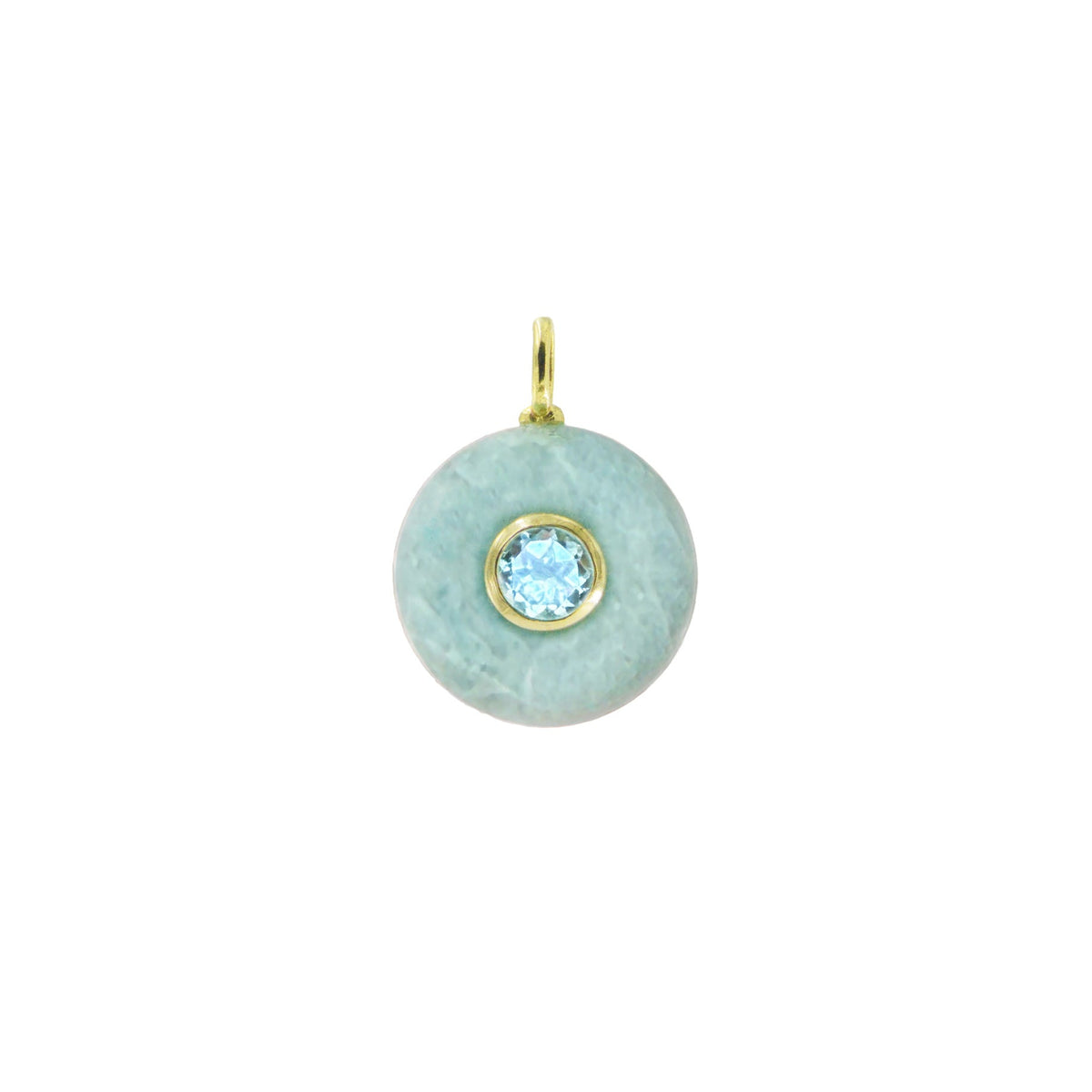 Aquamarine Gemstone Pendant With Topaz Coin Blue Topaz