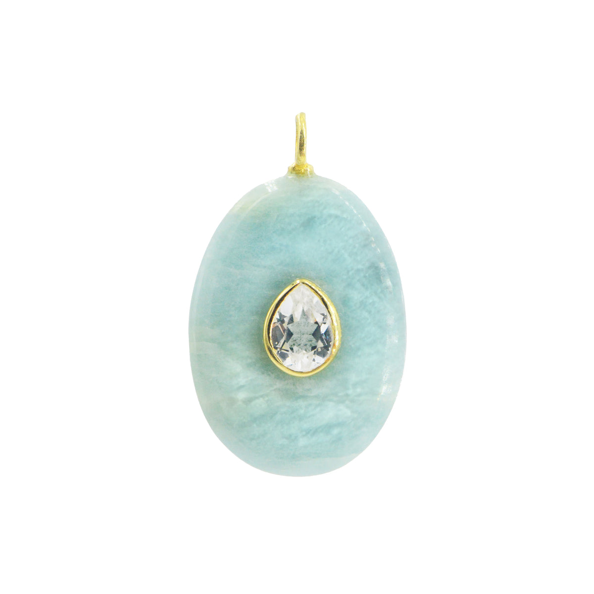 Aquamarine Gemstone Pendant With Topaz White Topaz Large Pear