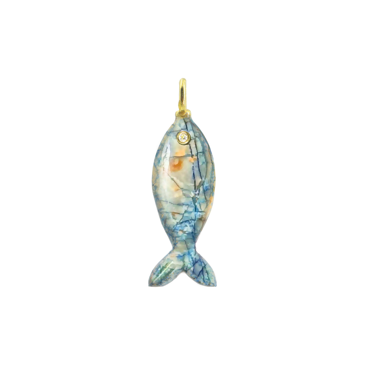 Mini Fish Gemstone Pendant With Topaz