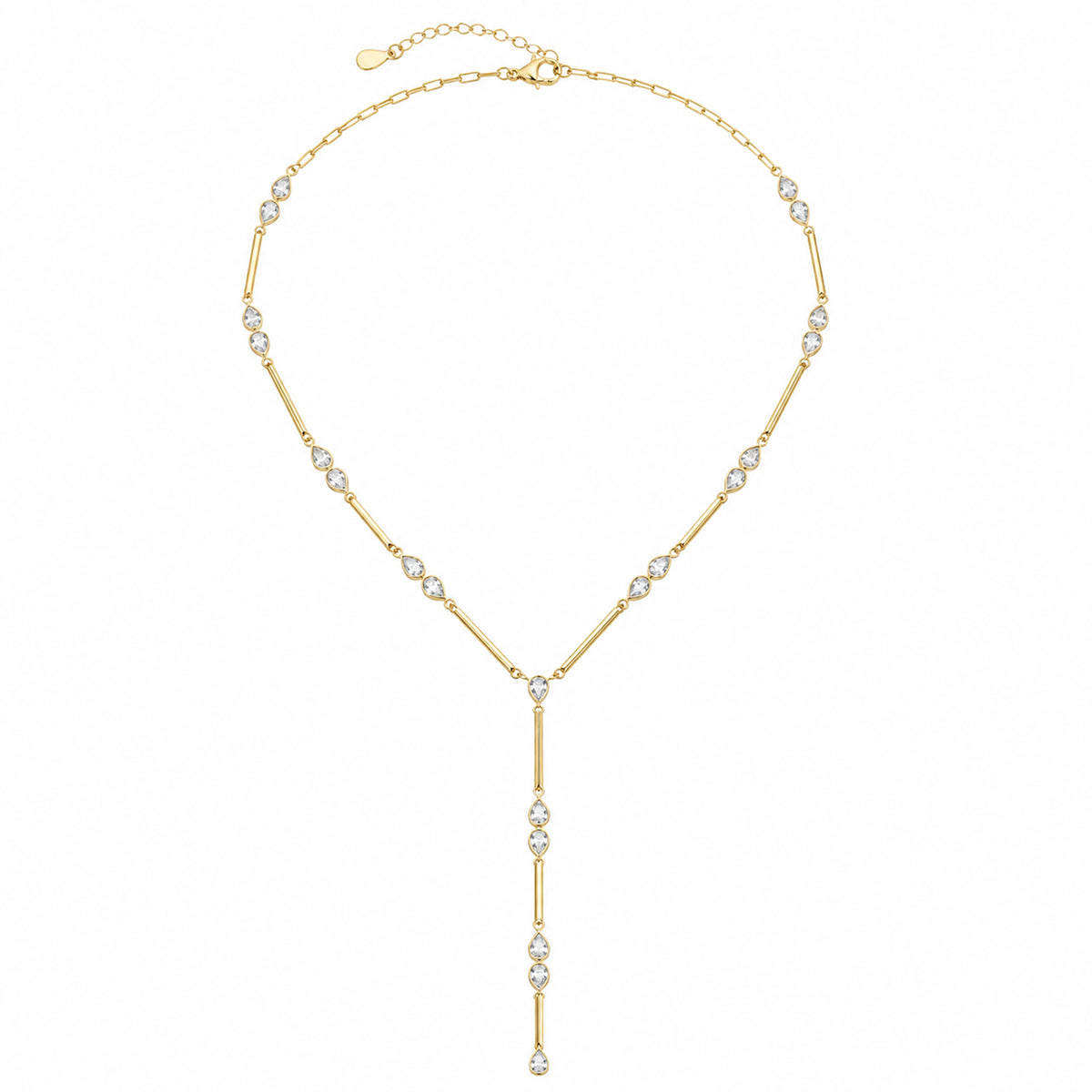 Modern Fancy Stone and Bar Y Lariat Necklace