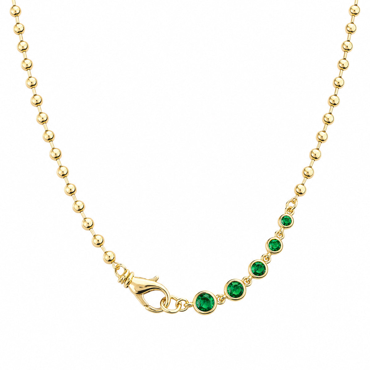 Ball Chain Necklace With Graduated CZ Clasp