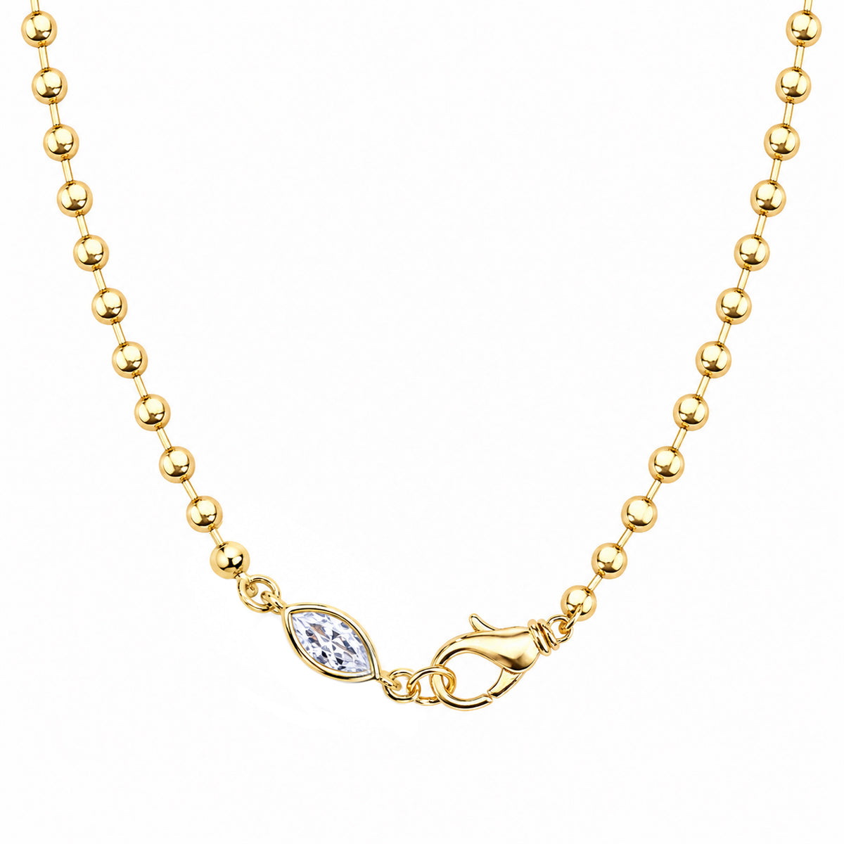 Ball Chain Necklace With Marquise CZ Clasp