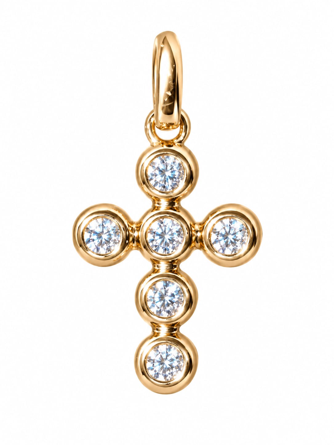 Bezeled Cross Charm Pendant