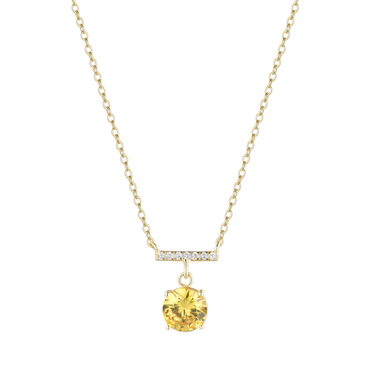 Birthstone Solitaire and Crystal Bar Necklace