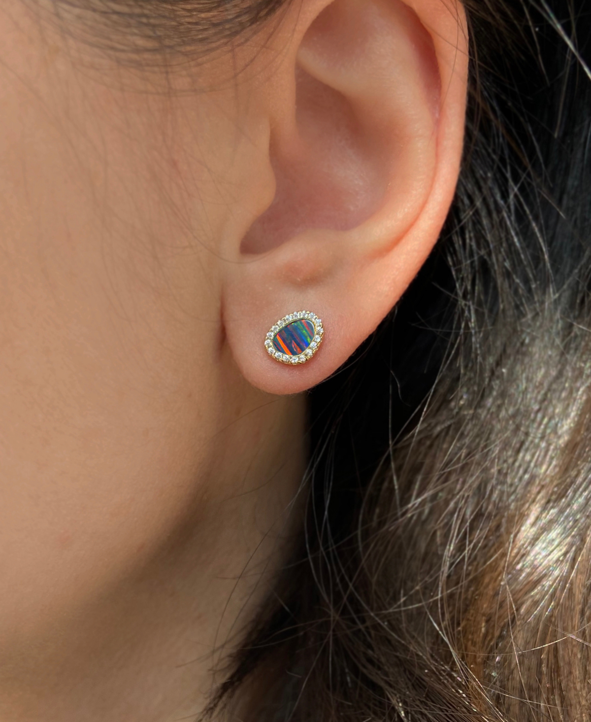 Opal Pebble Stud Earrings