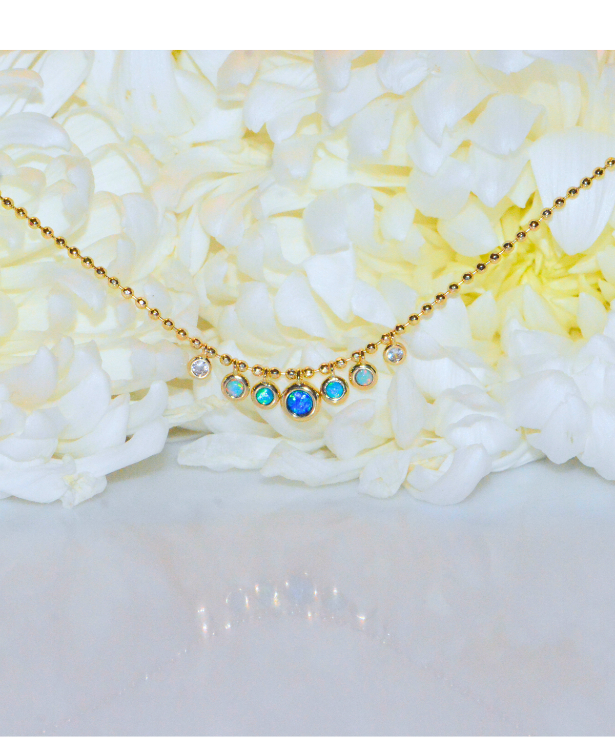 Gradient Ombre Opal Necklace on Ball Chain