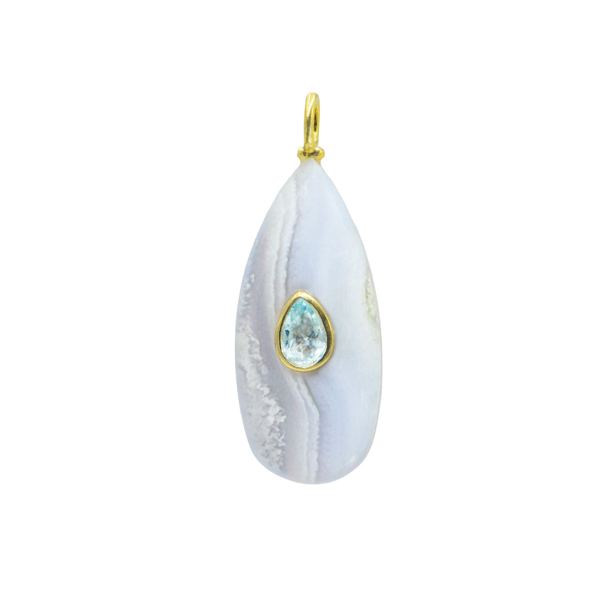 Blue Lace Agate Gemstone Pendant With Topaz