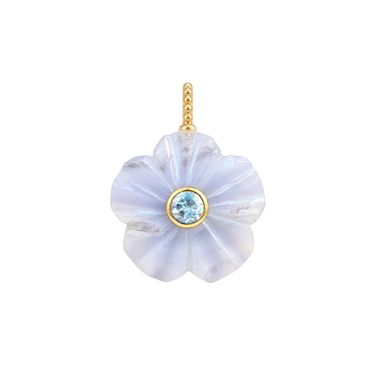 Flower Gemstone Pendant With Topaz Blue Lace Agate