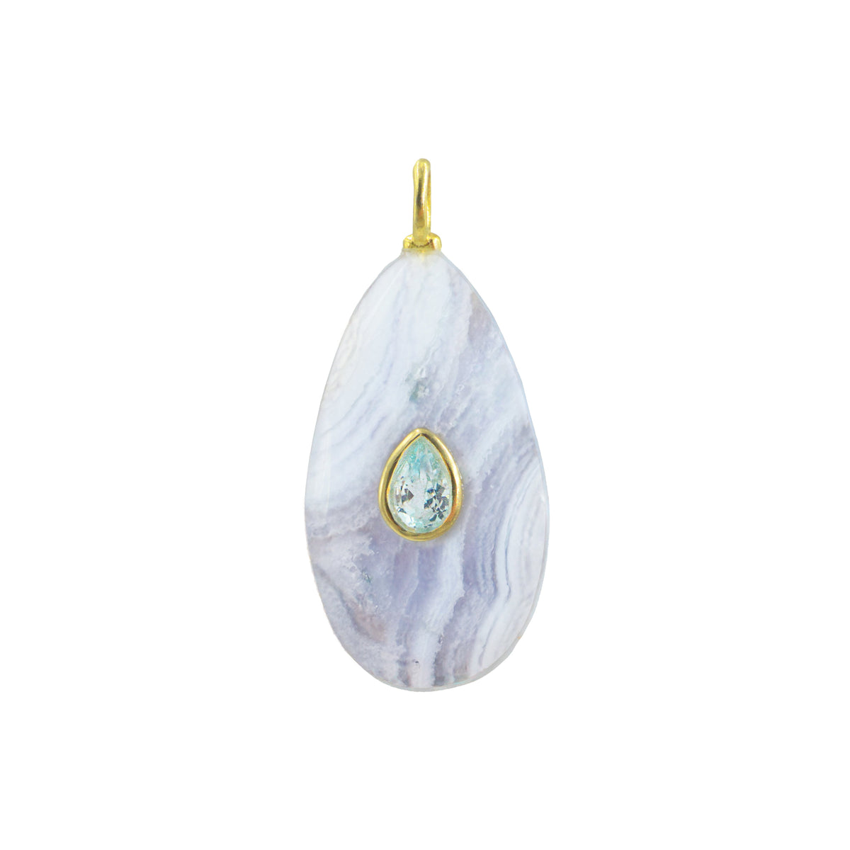 Blue Lace Agate Gemstone Pendant With Topaz