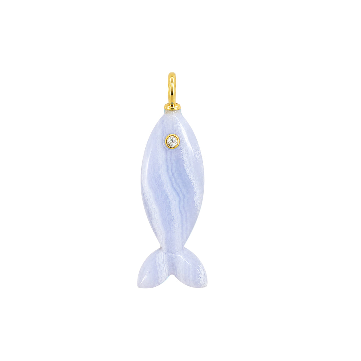 Mini Fish Gemstone Pendant With Topaz