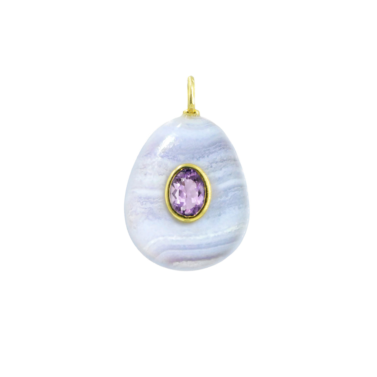 Blue Lace Agate Gemstone Pendant With Topaz