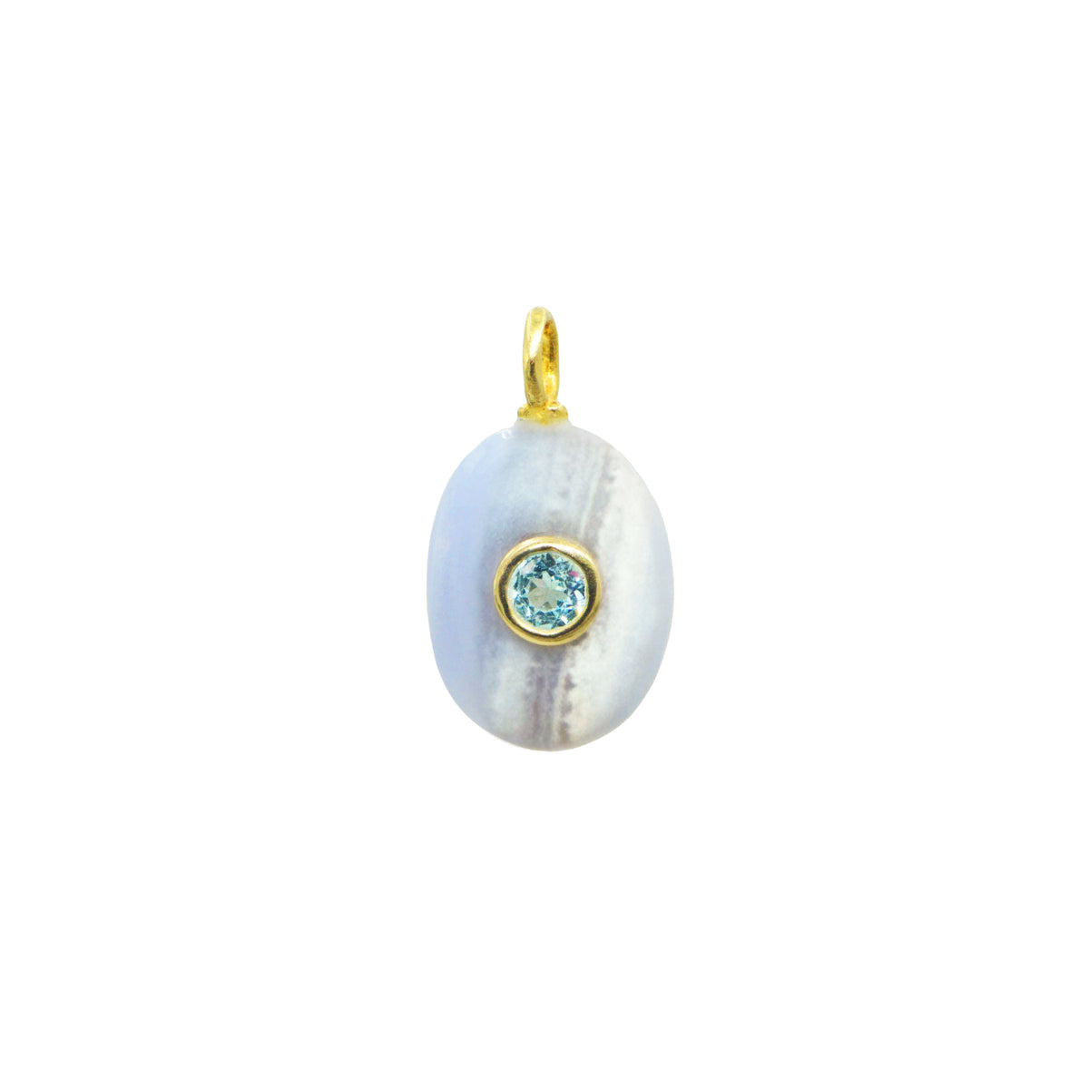 Blue Lace Agate Gemstone Pendant With Topaz