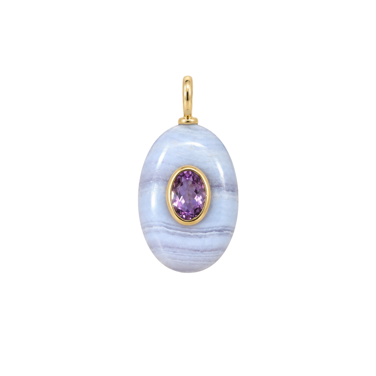 Blue Lace Agate Gemstone Pendant With Topaz