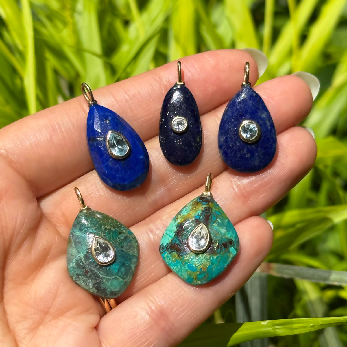 Blue Lapis Gemstone Pendant With Topaz