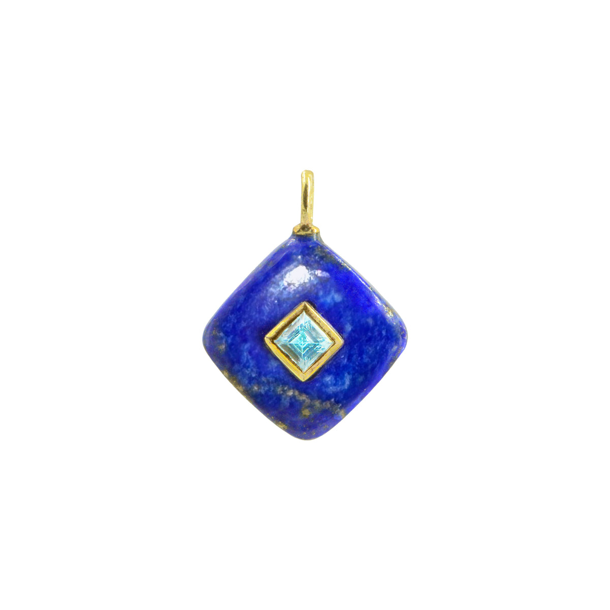 Blue Lapis Gemstone Pendant With Topaz