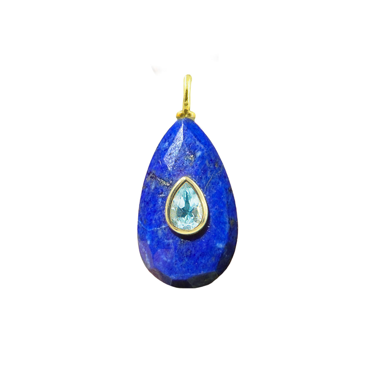 Blue Lapis Gemstone Pendant With Topaz