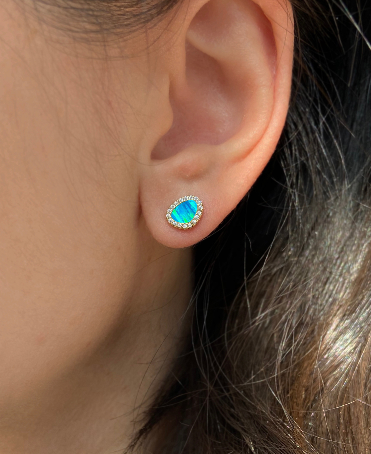 Opal Pebble Stud Earrings