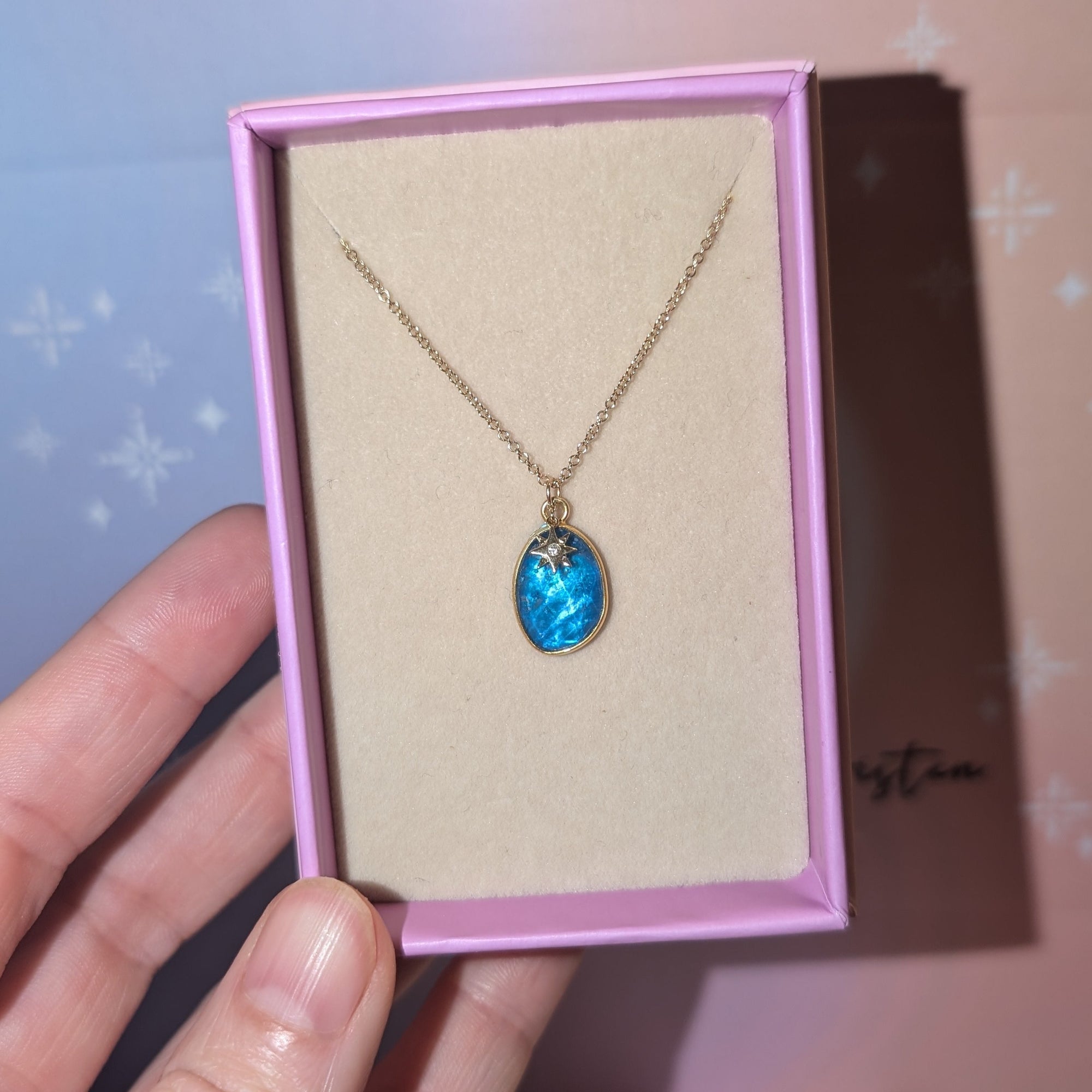 Sunset Tourmaline Necklace with Diamond Star Charm