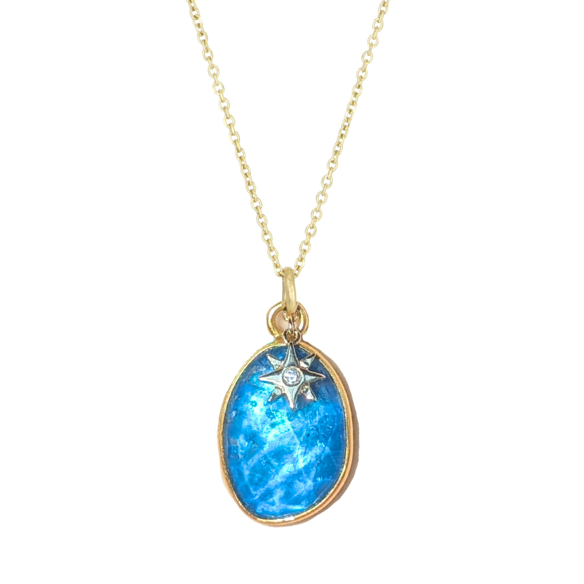 Sunset Tourmaline Necklace with Diamond Star Charm - KAMARIA