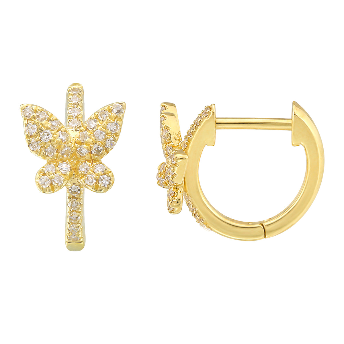 Diamond Butterfly Huggie Earrings
