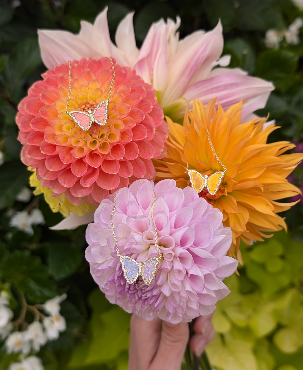 Gift Set | Opal Butterfly Necklace With Opal Butterfly Stud Earrings