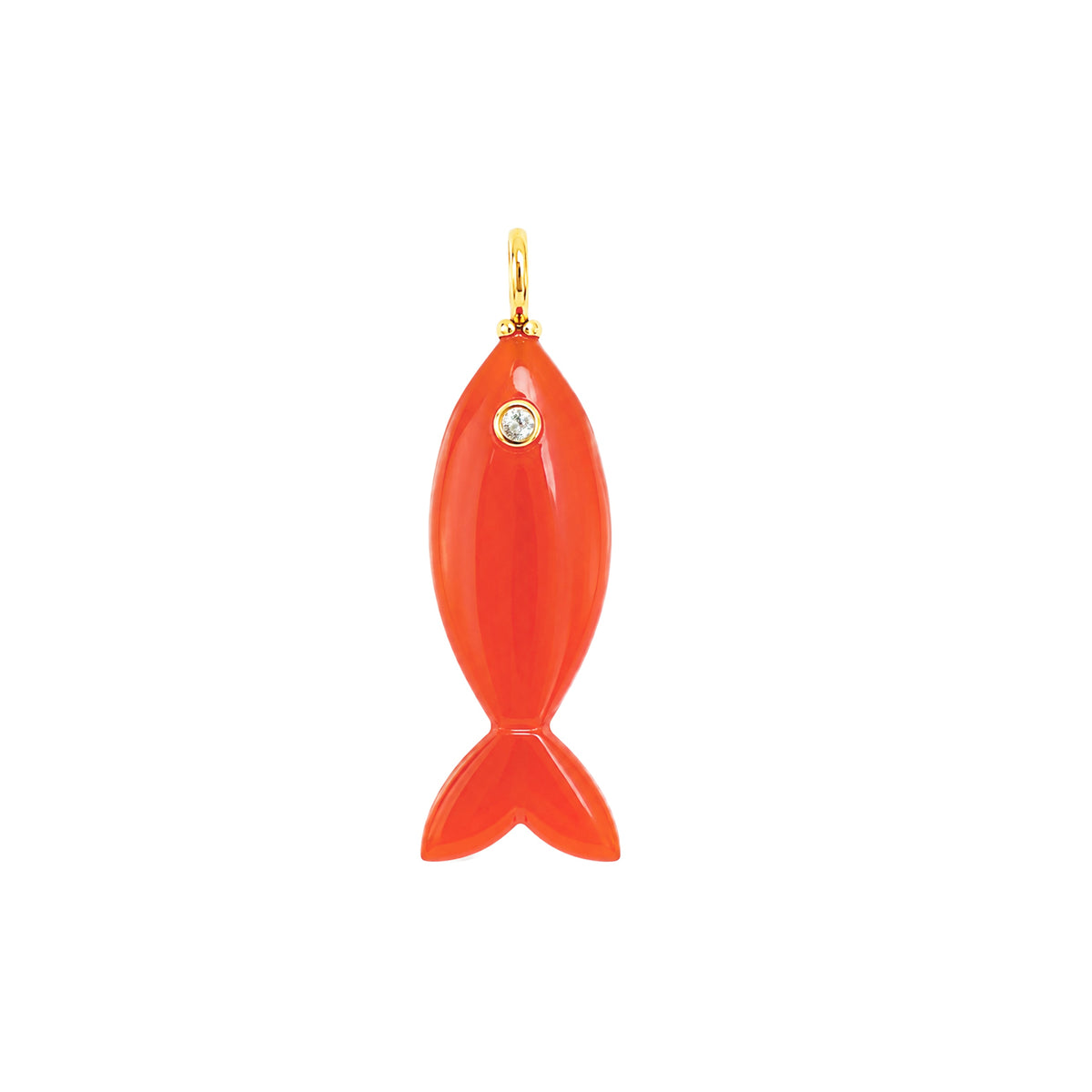 Mini Fish Gemstone Pendant With Topaz Carnelian Deep Orange