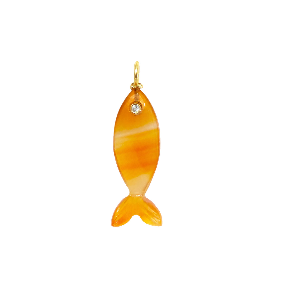 Mini Fish Gemstone Pendant With Topaz Carnelian