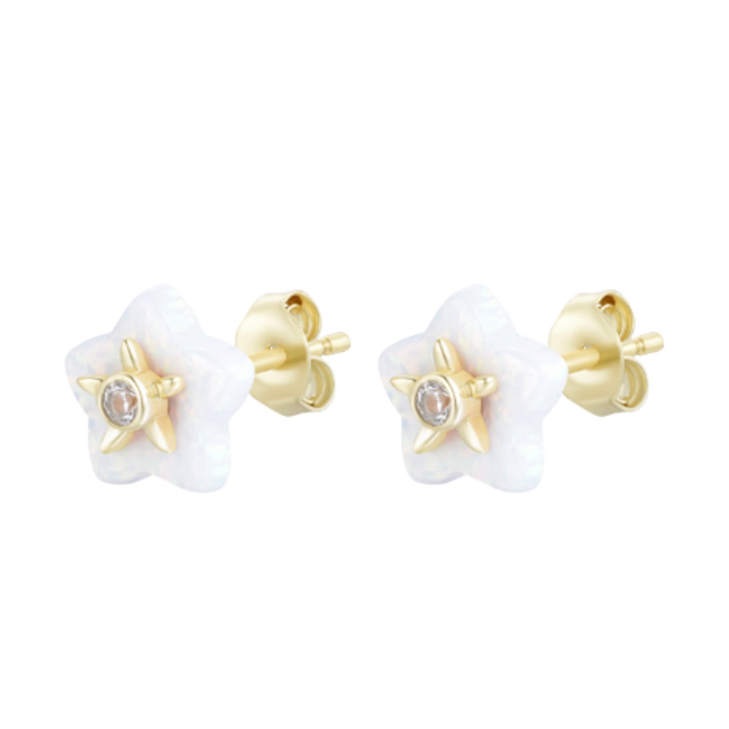 carved opal flower stud earrings white opal