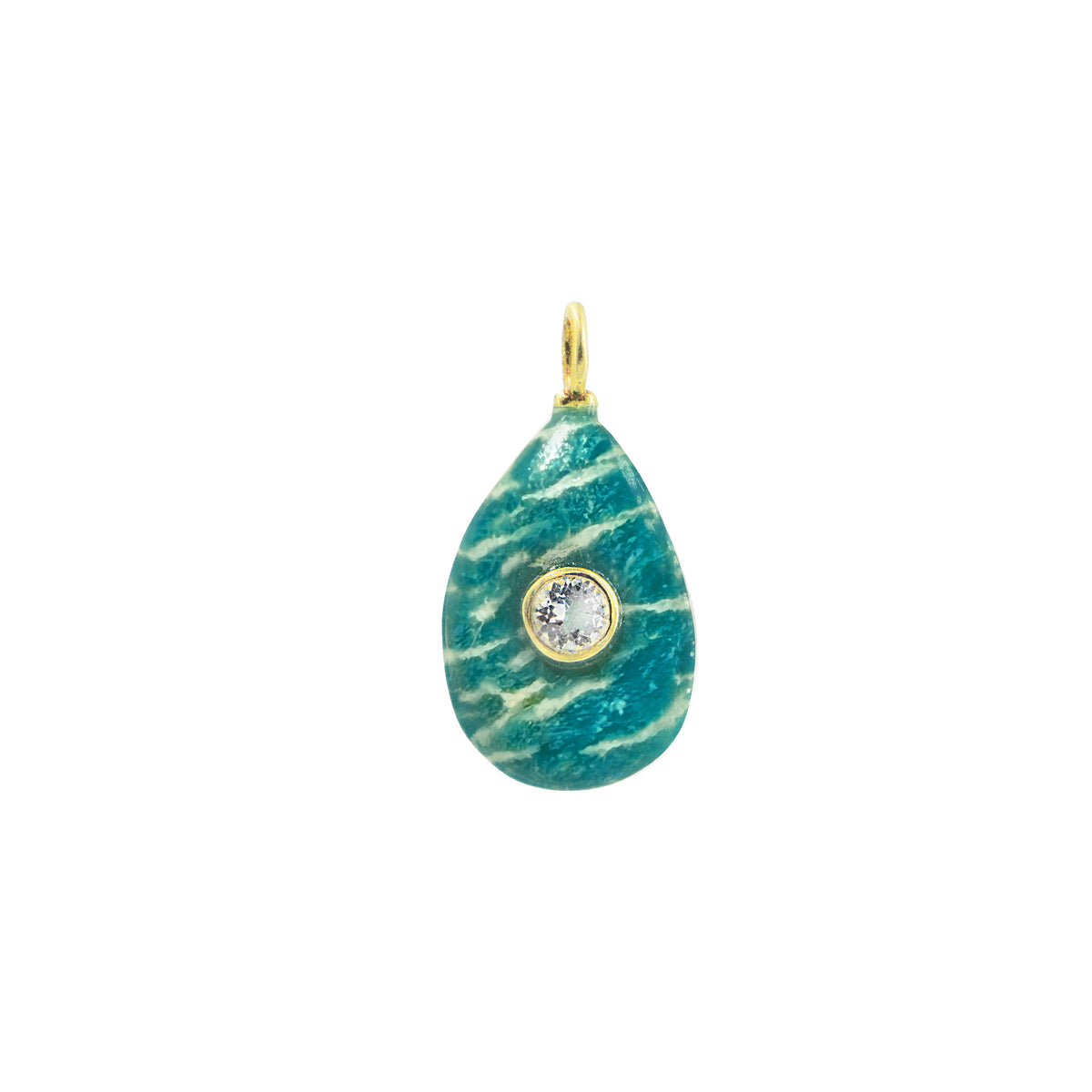 Chatoyant Amazonite Gemstone Pendant With Topaz