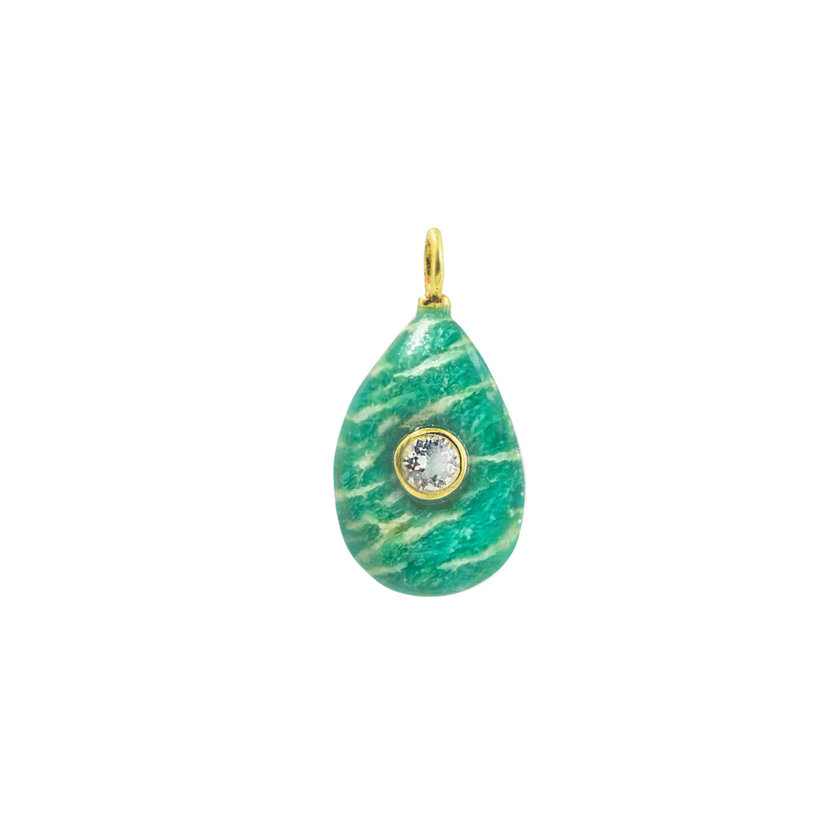 Chatoyant Amazonite Gemstone Pendant With Topaz