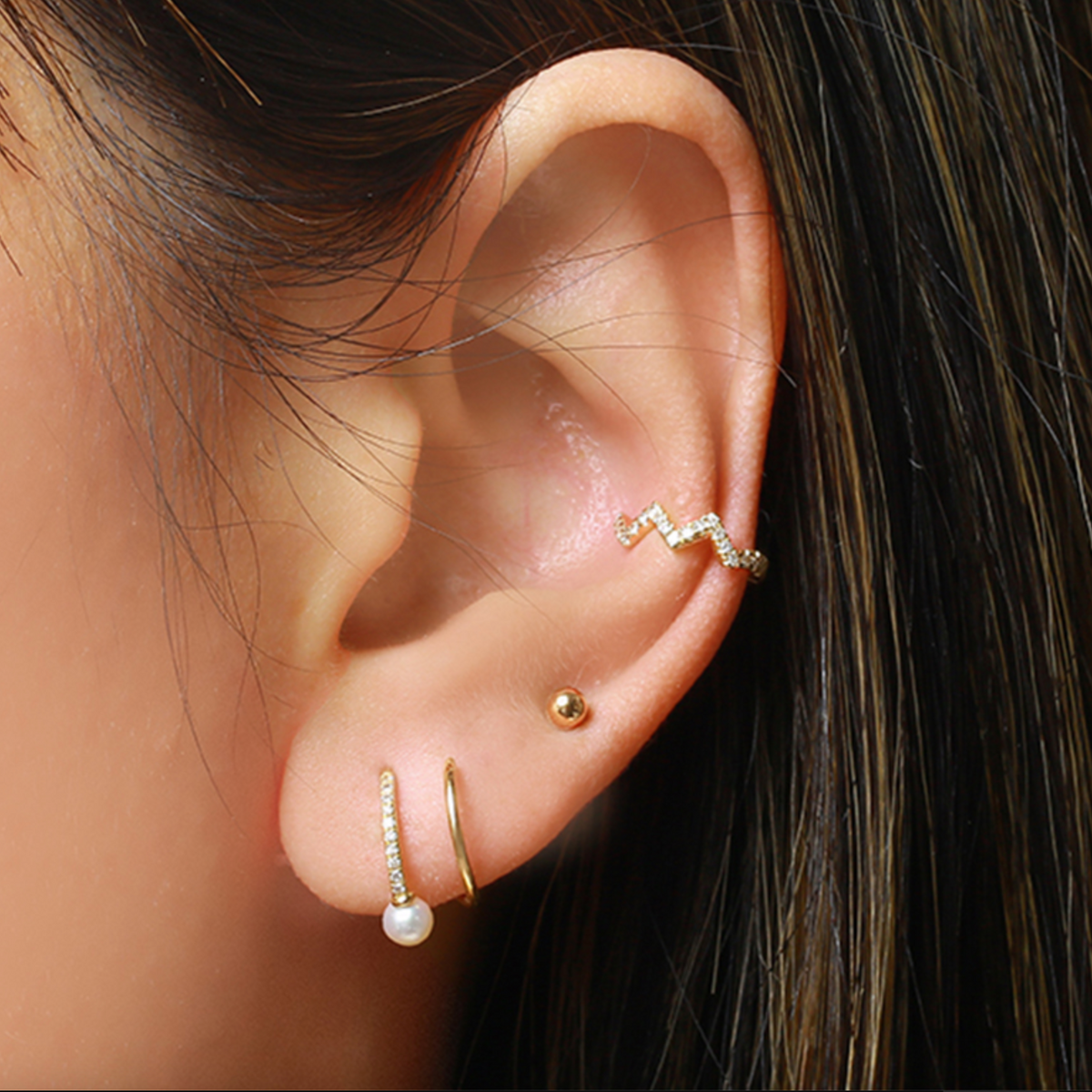 Chevron Diamond ear cuff earring