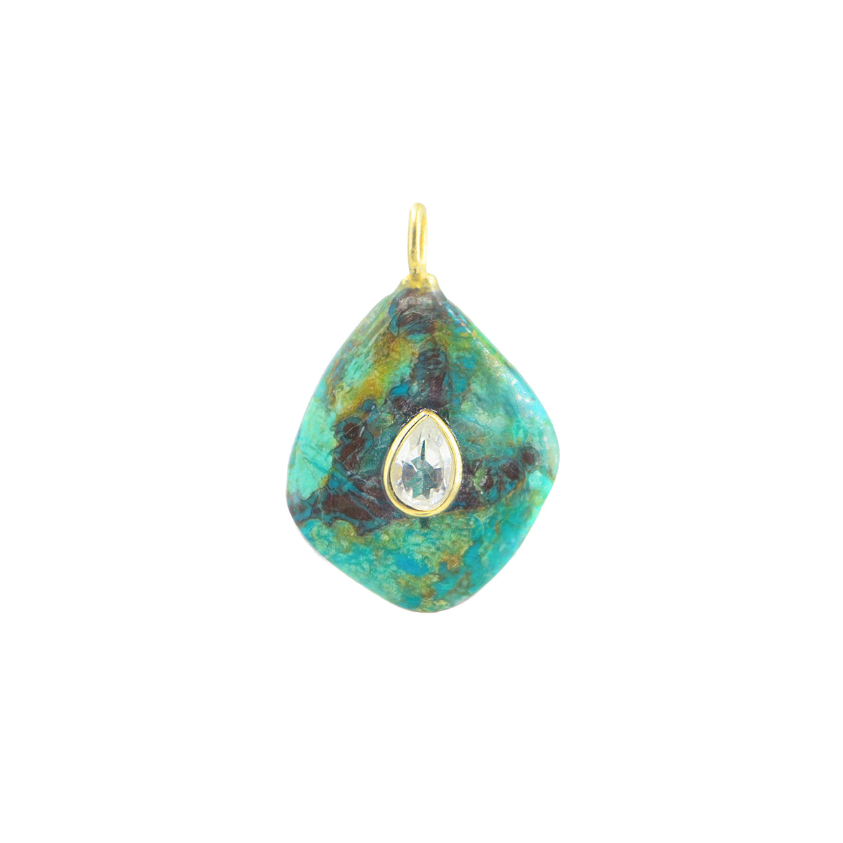 Chrysocolla Gemstone Pendant With Topaz