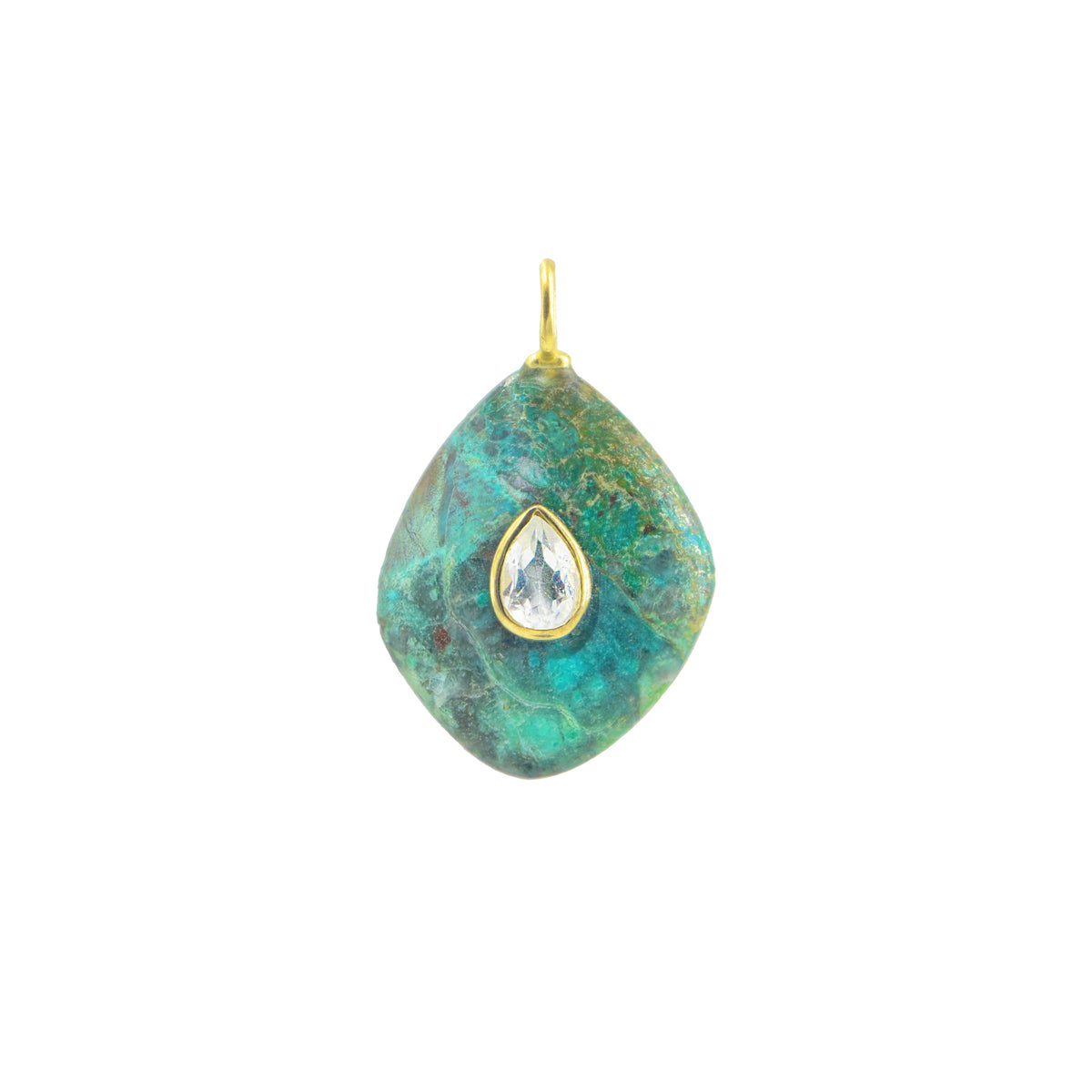 Chrysocolla Gemstone Pendant With Topaz