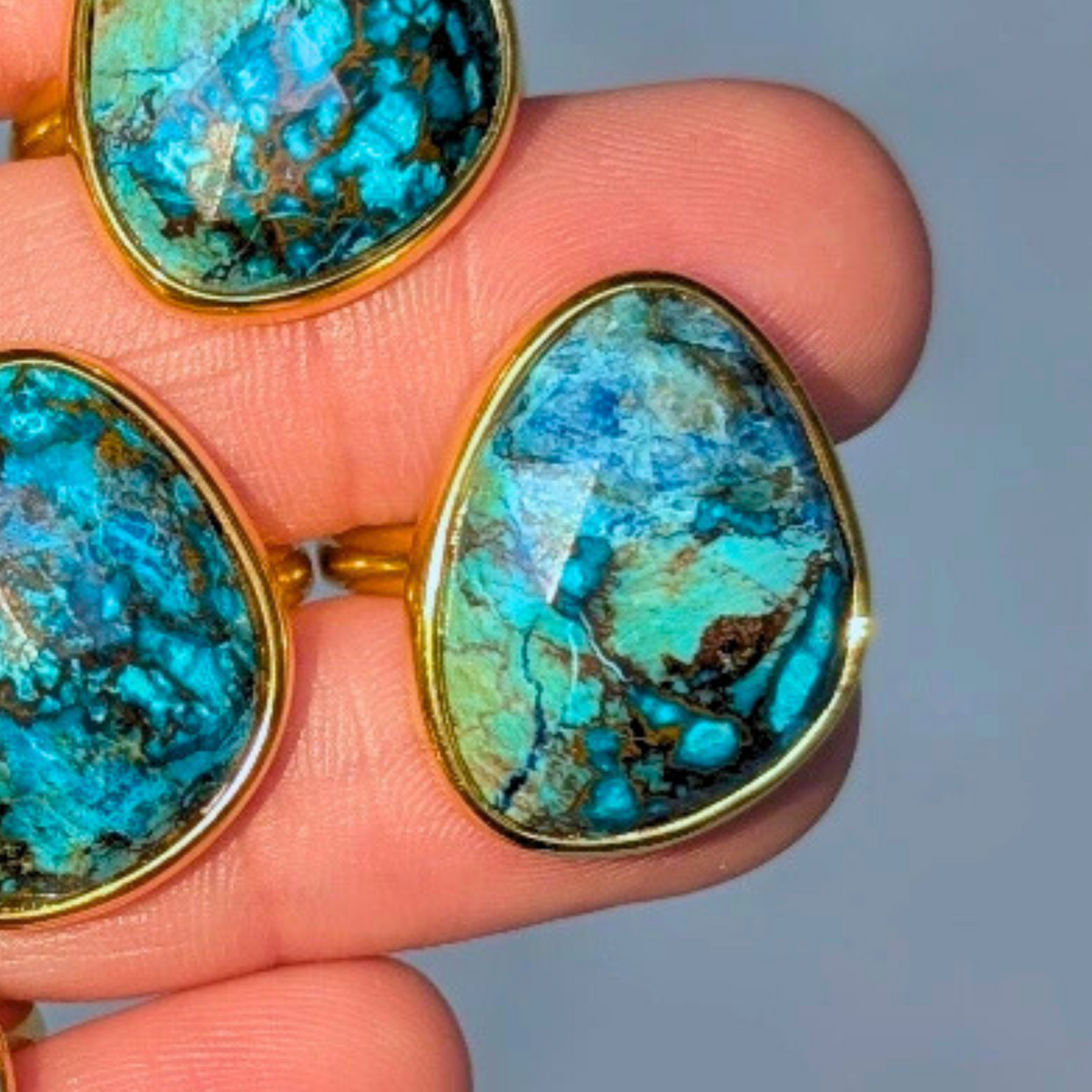 Chrysocolla Large Gemstone Cocktail Ring