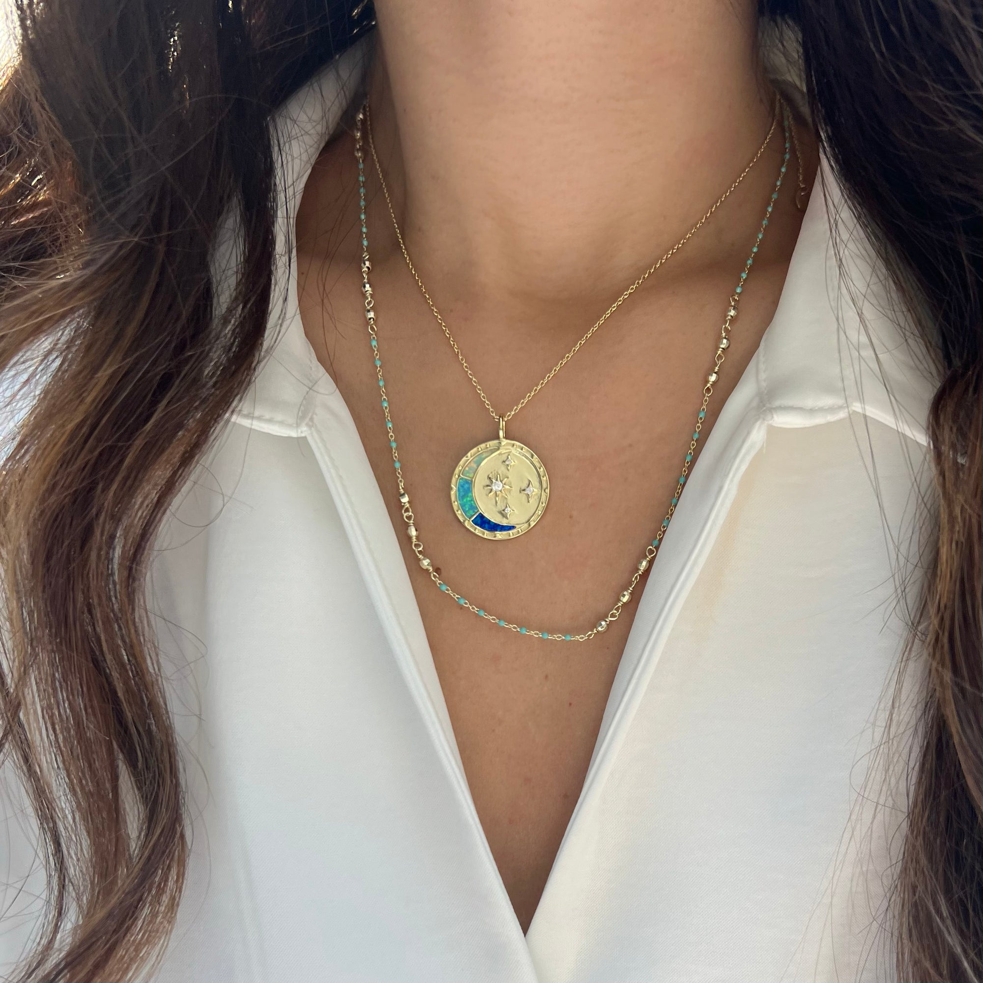 Opal Moon Dream Medallion Necklace