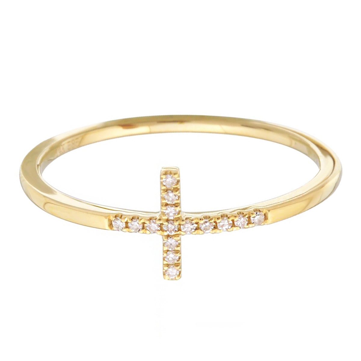14k Gold Cross Ring With Diamonds