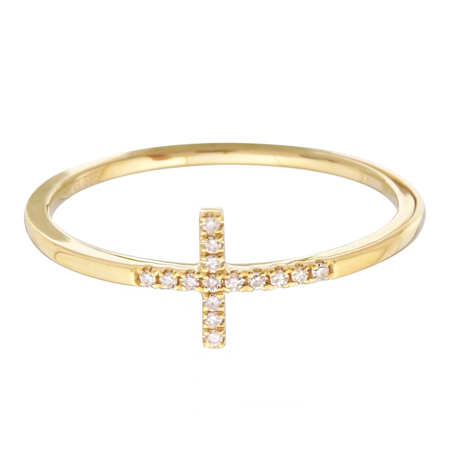 14k Gold Cross Ring With Diamonds - KAMARIA