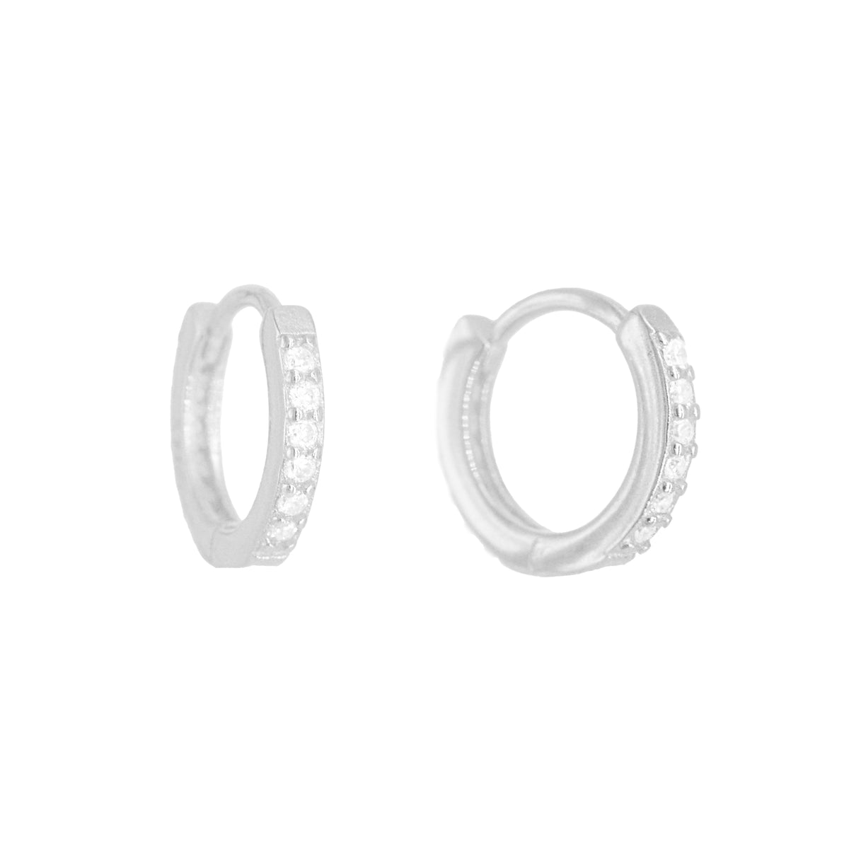 CZ Crystal Ear Huggies Silver