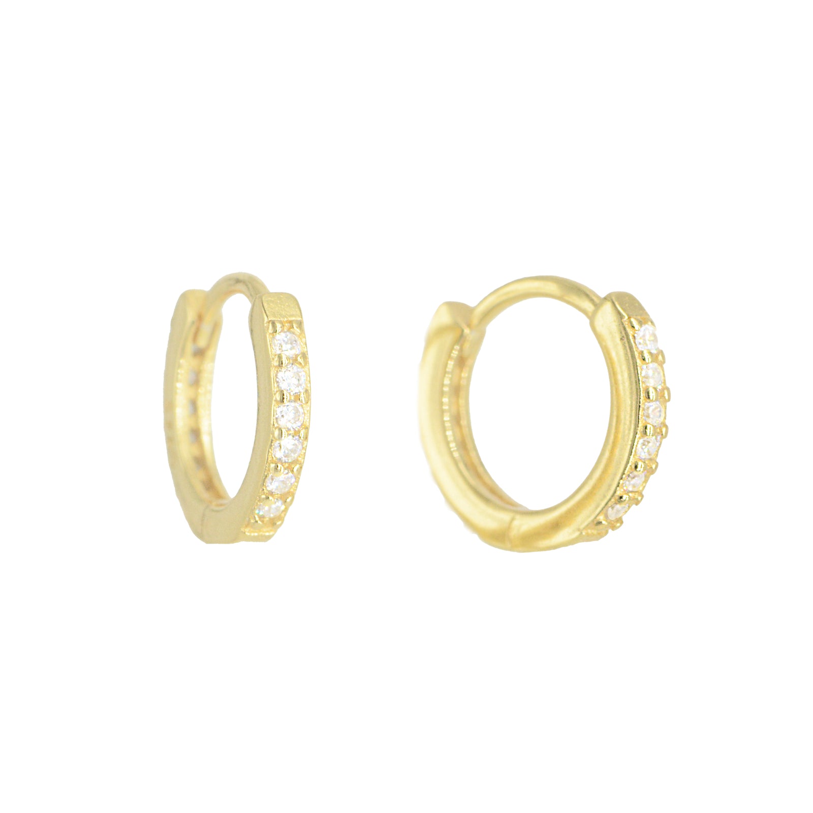 CZ Crystal Ear Huggies Yellow Gold