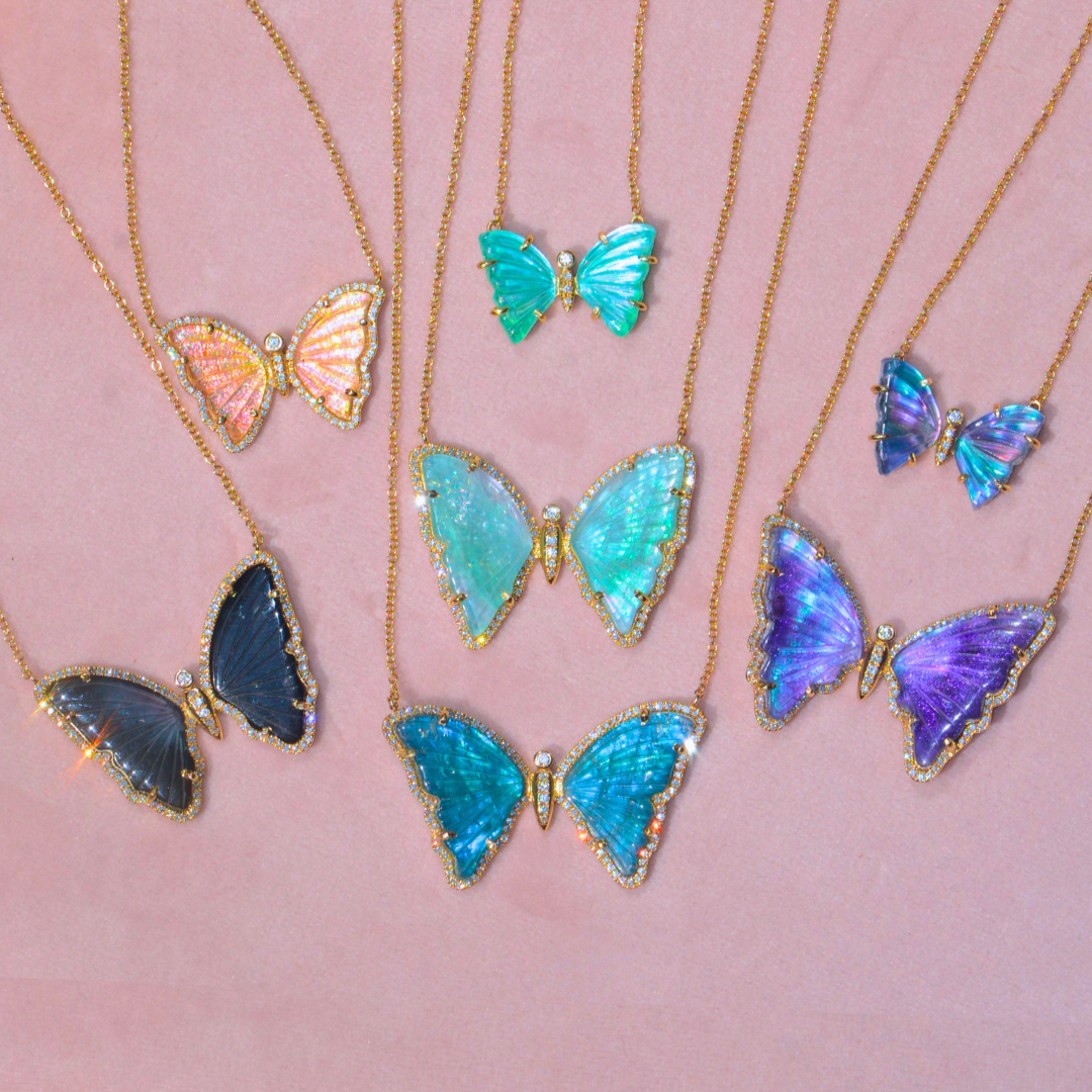 Uplifting Black Tourmaline Butterfly Necklace With Diamonds