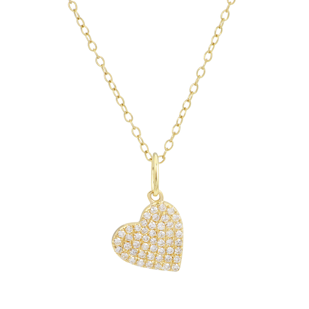 Mini Pave Heart Necklace With Diamonds in 14k