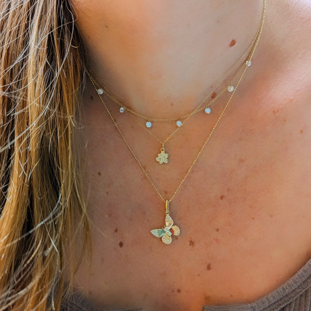 Mini Diamond Paw Necklace in 14k Gold